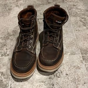 HAWX MEN'S GRADE MOC DISTRESSED WEDGE WORK BOOTS - MOC TOE